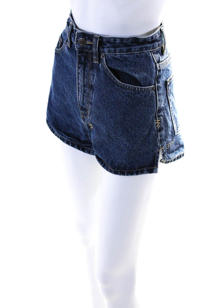 Ksubi Womens Zip Front Solid Cotton Medium Wash Denim Shorts Blue Size 24