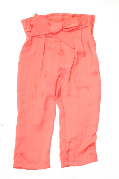 Chloe Girls Orange Bow Front Stretch Straight Pants Size 2