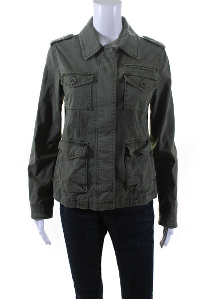 Sanctuary Womens Collared Epaulette 4 Pocket Buttoned Jacket Army Green Size XS