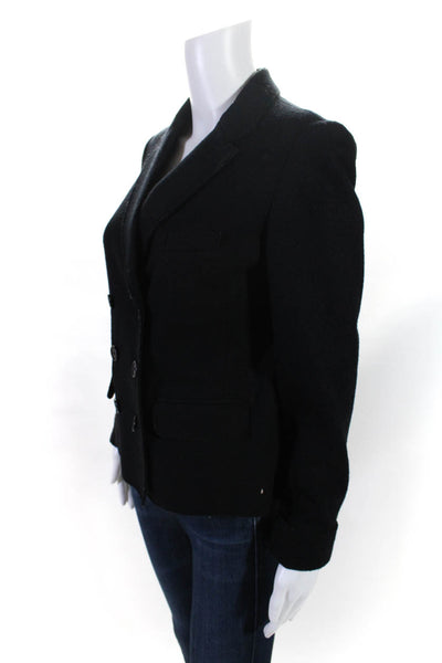 J Crew Womens Solid Wool Flap Pocket Double Breasted Blazer Black Size 6