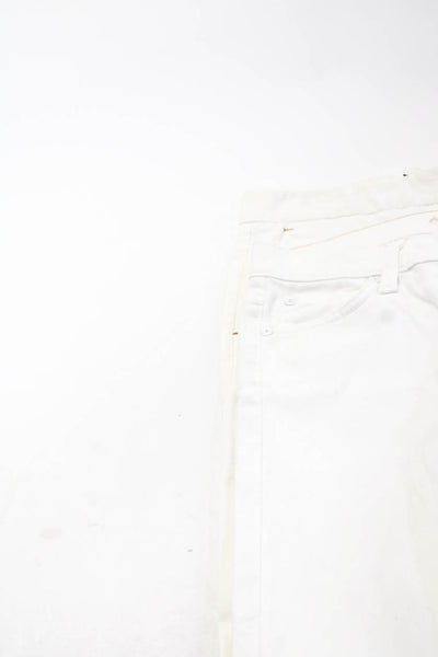 7 For All Mankind Women's Mid Rise Skinny Wide Leg Denim Jeans White 25 Lot 2
