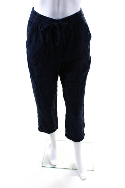 J Crew Womens Navy Cotton Textured Short Sleeve Top Matching Pants Set Size XS
