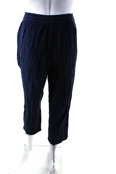 J Crew Womens Navy Cotton Textured Short Sleeve Top Matching Pants Set Size XS