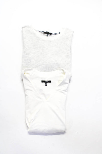 Drew Women's Printed Tee V Neck Blouse White Gray Size XS S Lot 2