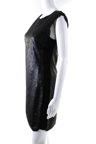 Rebecca Taylor Women's Sleeveless Sequin Mini Pencil Dress Black Size 2