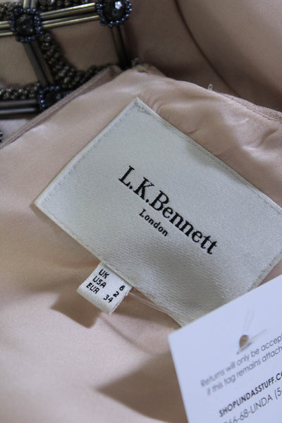 L.K. Bennett Women's Sleeveless Crew Neck Mini Pencil Dress Pink Size 2