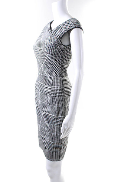 Reiss Women's Short Sleeve V-Neck Abstract Print Mini Bodycon Dress White 2