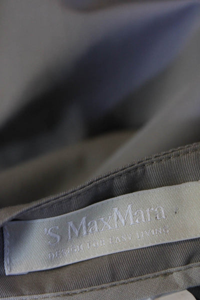 'S Max Mara Womens Cotton Boat Neck Short Sleeve Shift Dress Beige Gray Size 12