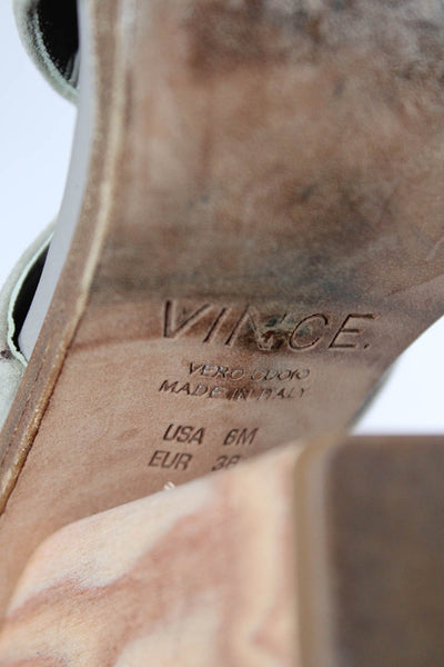 Vince Womens Criss Cross Wooden Block Heel Slingback Sandals Gray Size 36 6