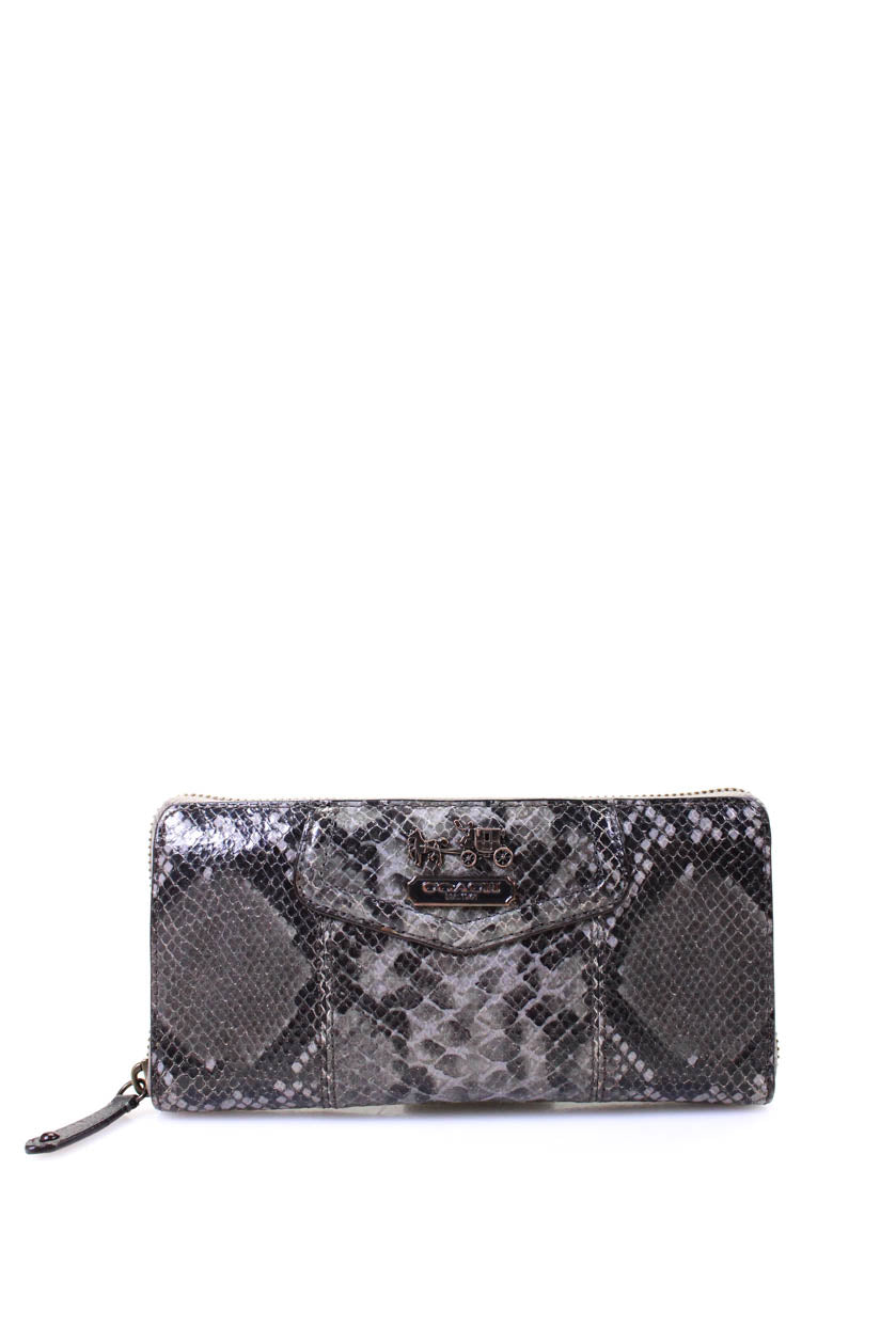Coach Womens Snake Print Leather Card Wallet
