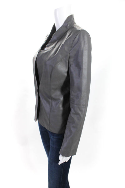 My Tribe Womens One Button Lined No Lapel Collared Blazer Jacket Gray Size S