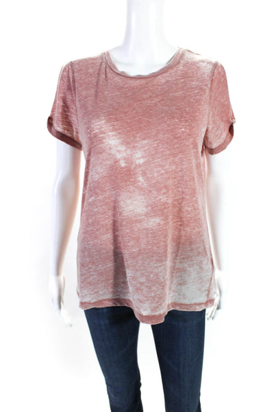 Allsaints Womens Heather Round Neck Short Sleeved T Shirt Top Rust Pink Size M