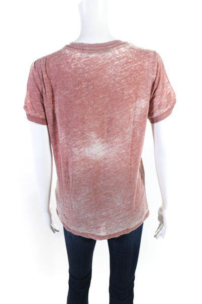 Allsaints Womens Heather Round Neck Short Sleeved T Shirt Top Rust Pink Size M