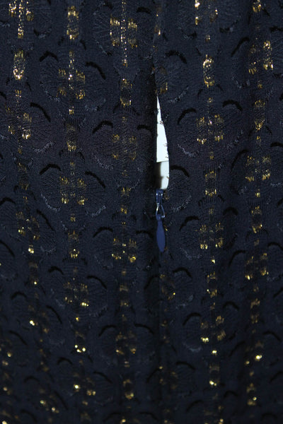 J Crew Womens Silk Metallic Striped Texture Back Keyhole Tier Dress Navy Size 0