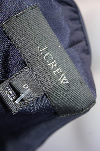 J Crew Womens Silk Metallic Striped Texture Back Keyhole Tier Dress Navy Size 0