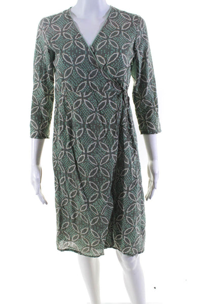 Matta Womens Abstract Print Wrap Dress Green Size Extra Small