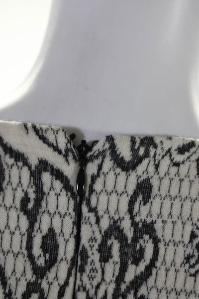 Parker Womens Damask Print Long Sleeve Above Knee Sheath Dress White Size S