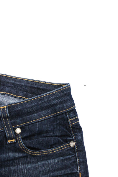 Paige Womens Ultra Skinny Contrasting Stitch Denim Jeans Dark Blue Wash Size 26