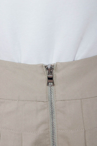 Elie Tahari Women's Zip Closer Pleated Pockets Midi Length Skirt Khaki Size 0