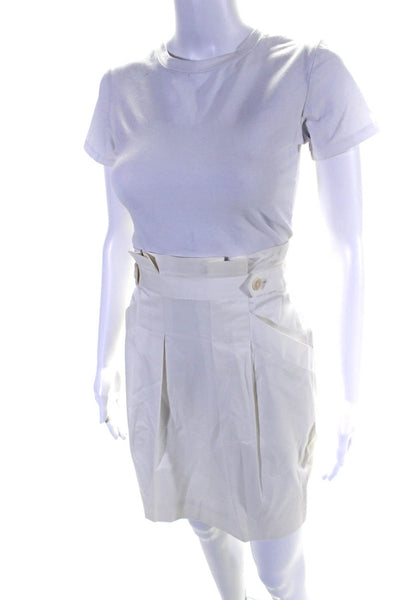 BCBGMAXAZRIA Womens White Cotton Lined Knee Length Skirt Size 4