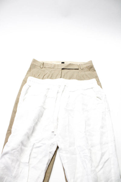 Cloth & Stone Women's Low Rise Linen Drawstring Capri Trousers White L Lot 2