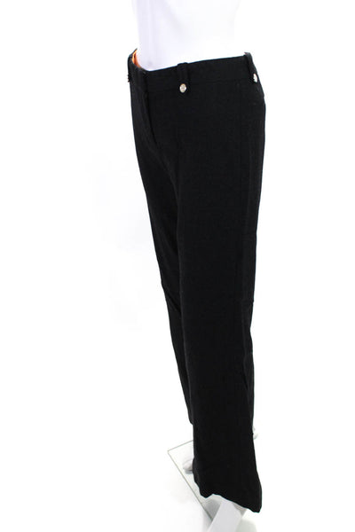 Tory Burch Women's Flat Front Wool Wide Leg Dress Pants Black Size 2
