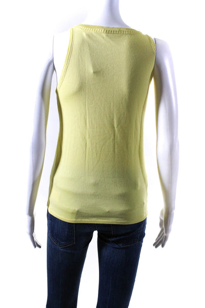 Akris Punto Womens Scoop Neck Knit Tank Top Blouse Yellow Cotton Size 8