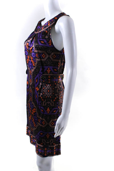 Hale Bob Womens Abstract Silk Sleeveless Pleated Dress Multicolor Size Small