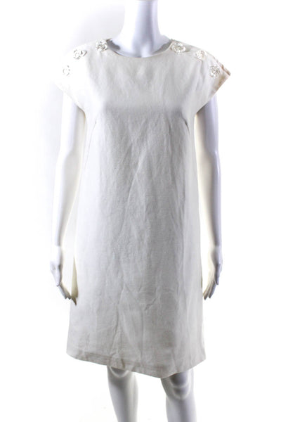 Claudie Pierlot Womens Linen Cotton Button Detail Sleeveless Dress White Size 0