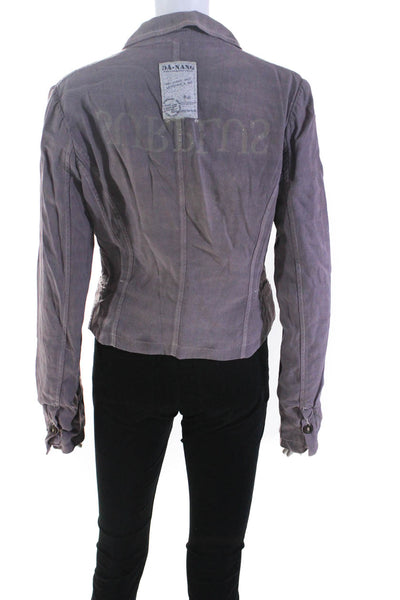 DA Nang Womens Glitter Print Notched Collar Blazer Jacket Purple Size Medium