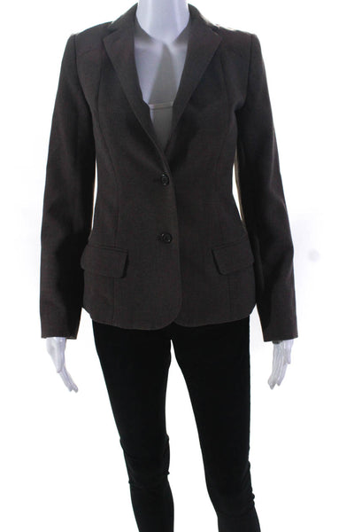 Club Monaco Women's Collar Long Sleeves Lined Two Button Blazer Brown Size 00
