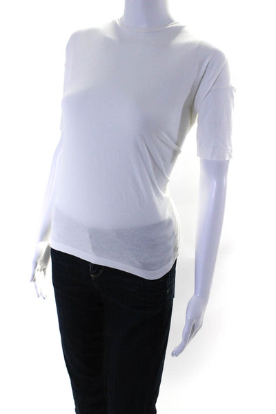 Demylee  Womens Long Sleeve Tee Shirt White Cotton Size Extra Small