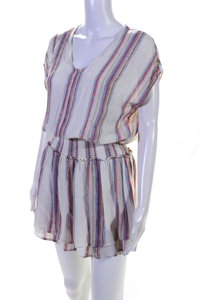 Rails Womens Elastic Waist Metallic Stripe Drop Waist Dress Multicolor Size XS