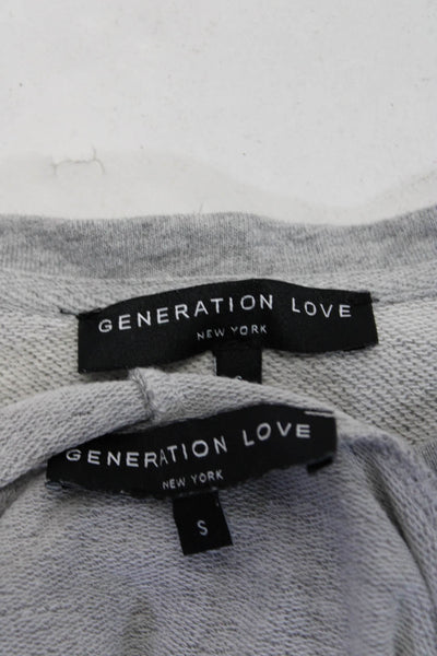 Generation Love Womens Terry Ruffle Crew Neck Hooded Sweatshirt Size Small Lot 2