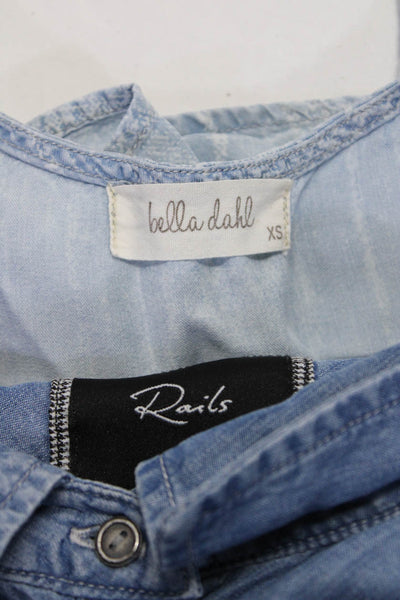 Bella Dahl Rails Womens Chambray Romper Button Up Plaid Shirt Size XS Lot 2