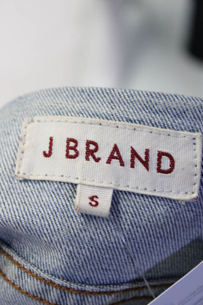 J Brand Womens Abstract Collar Sleeve Denim Jean Jacket Blue Black Size Small