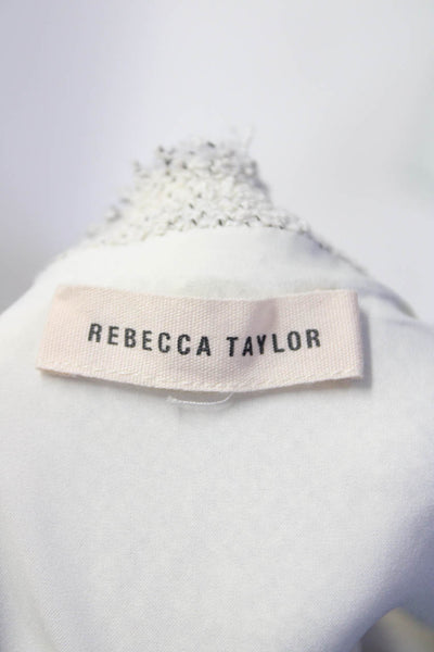 Rebecca Taylor Womens V Neck Sleeveless Fringe Flare Midi Dress Beige Size S