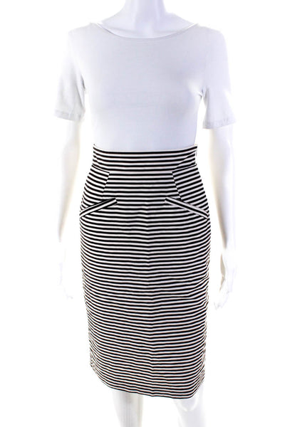 Corey Lynn Calter Womens Striped Pencil Skirt White Brown Cotton Size 2