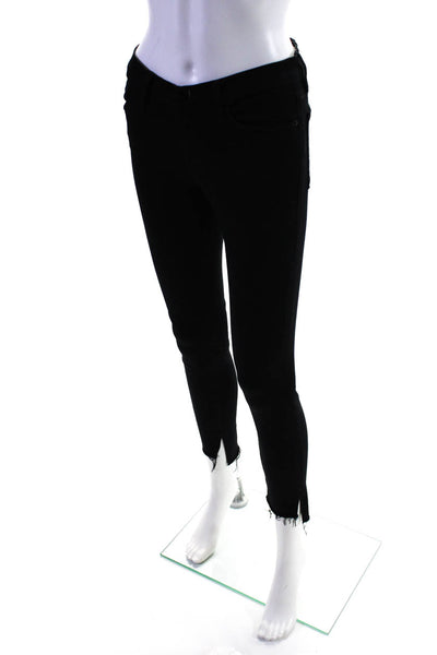 Frame Denim Womens Mid Rise Ankle Fray Skinny Jeans Pants Black Size 26