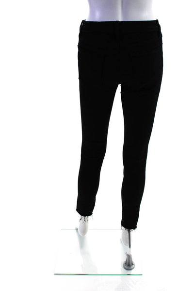 Frame Denim Womens Mid Rise Ankle Fray Skinny Jeans Pants Black Size 26