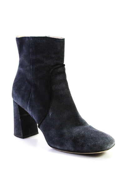 Marion Parke Womens Square Toe Block Heel Ankle Boots Blue Suede Size 39 9