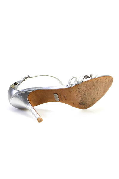Badgley Mischka Women's Strappy Pointed Toe High Heel Sandals Silver Size 9.5
