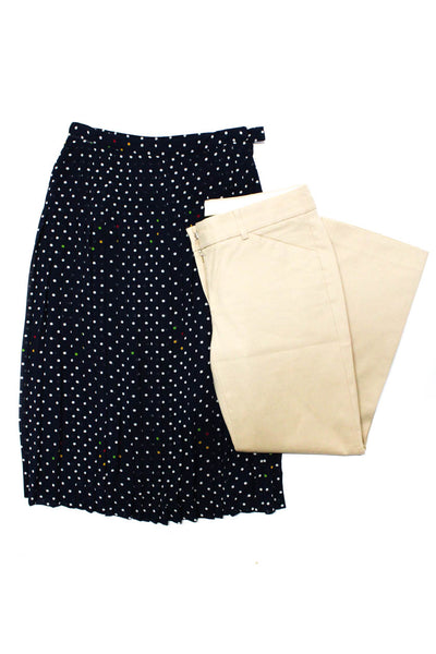 Albert Nipon Theory Womens Pleated Skirt Trousers Navy Blue Khaki Size 4 2 Lot 2