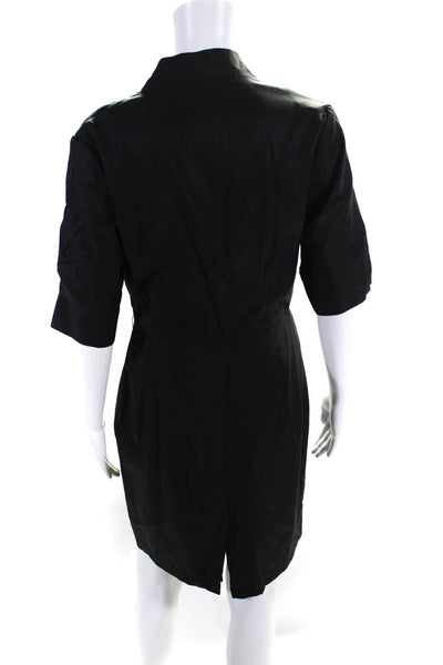 Ali Ra Womens Sateen Cowl Neck Short Sleeve Sheath Dress Black Size 6