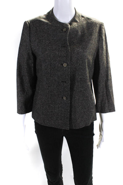 J. Mclaughlin Womens Button Up Woven 3/4 Sleeve Jacket Gray Wool Size 4