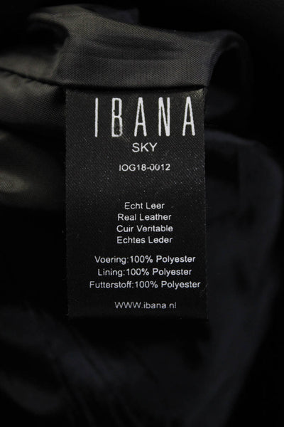 IBANA Women's Elastic Waist Drawstring Lined  Leather Skirt Black Size 36