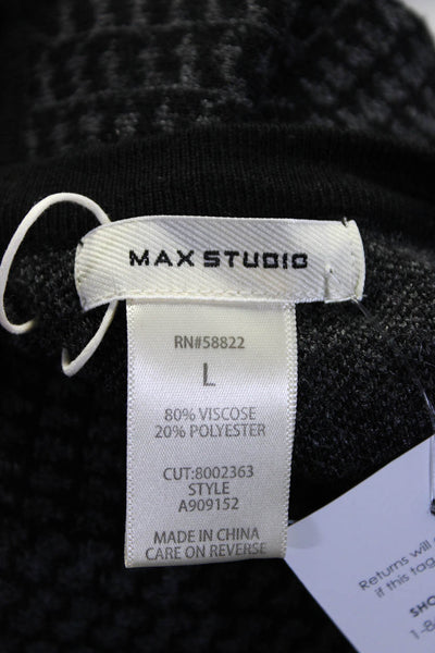 Max Studio Women's Long Sleeve Crew Neck Knit Flare Dress Black Size L