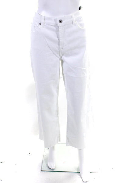 7 For All Mankind Women's Low Rise Cropped Trouser Denims Jean White Size 32