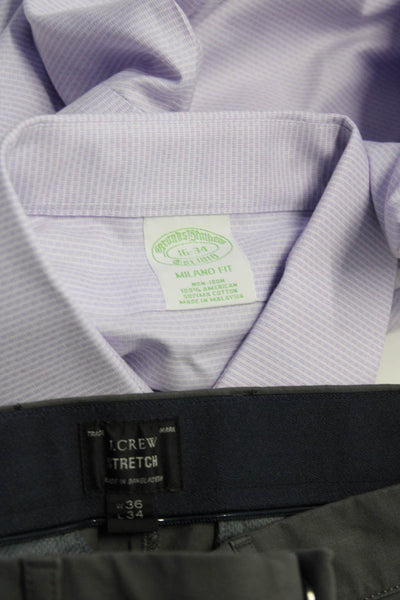 Brooks Brother Men's Collar Long Sleeves Button Down Shirt Purple Size 16 Lot 2