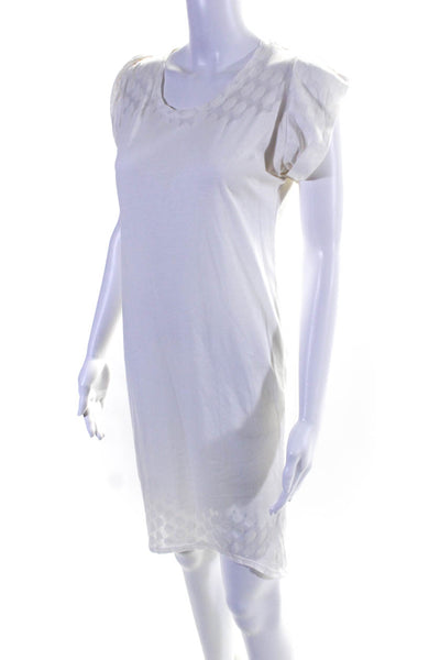 Zadig & Voltaire Womens White Printed Crew Neck Cap Sleeve Shirt Dress Size S
